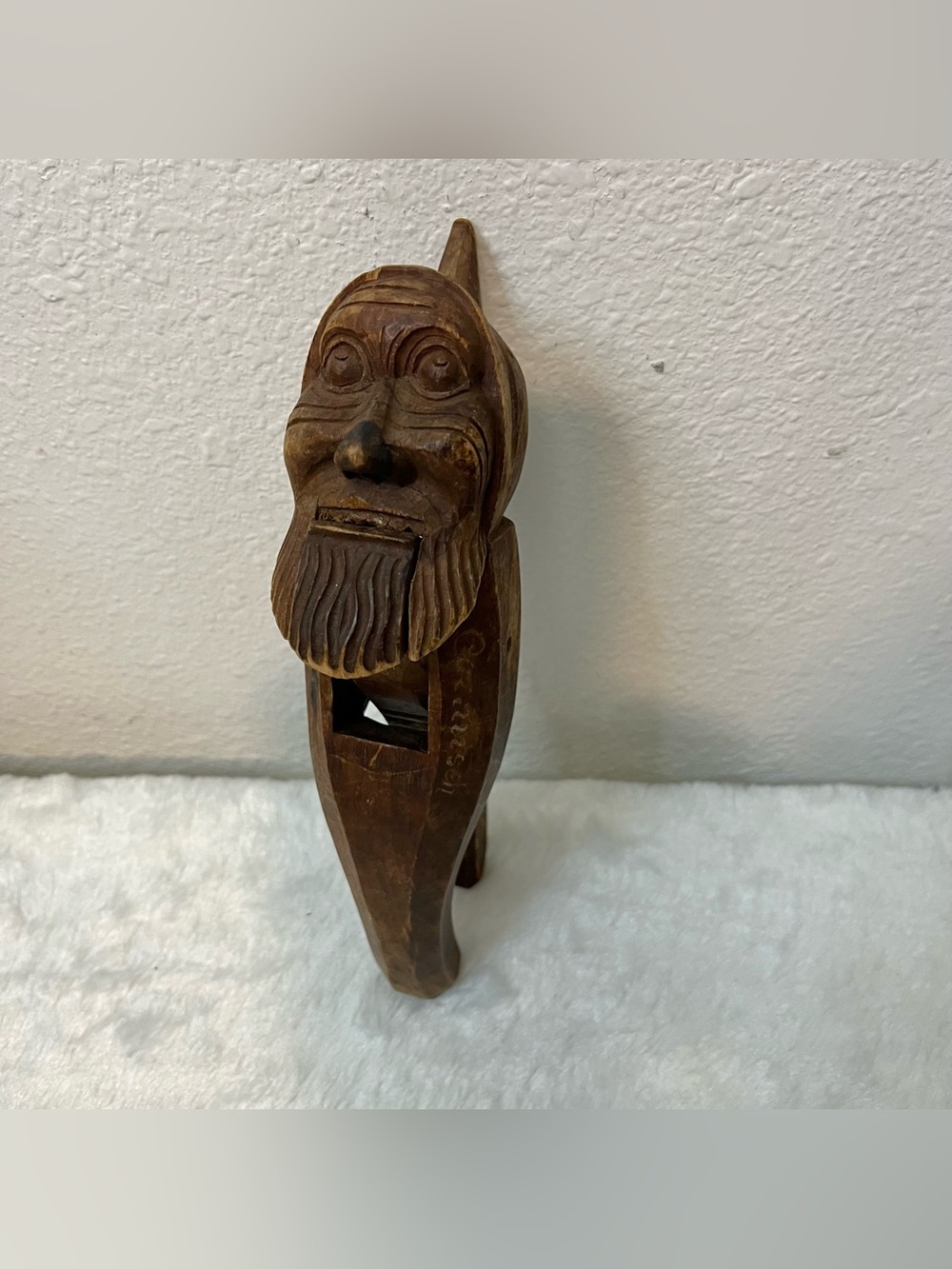Antique Black Forest Hand Carved Wooden  Nutcracker Gnome Man Signed Germany